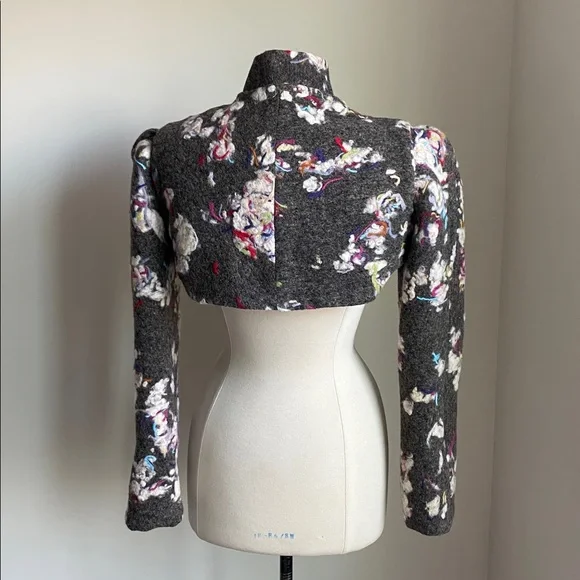 Custom Felted Wool Bolero Womens Sz Small Gray Multicolor Crop Jacket